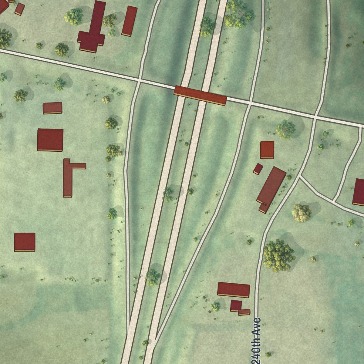 Close-up of the map of Eagleville, Missouri print showing street and building detail
