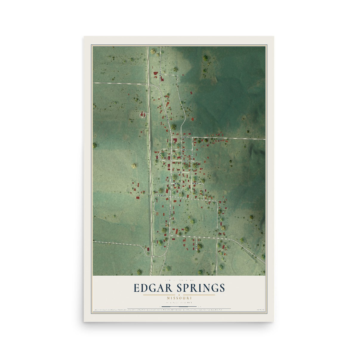 Map of Edgar Springs, Missouri, 12 x 18 inch unframed archival matte print