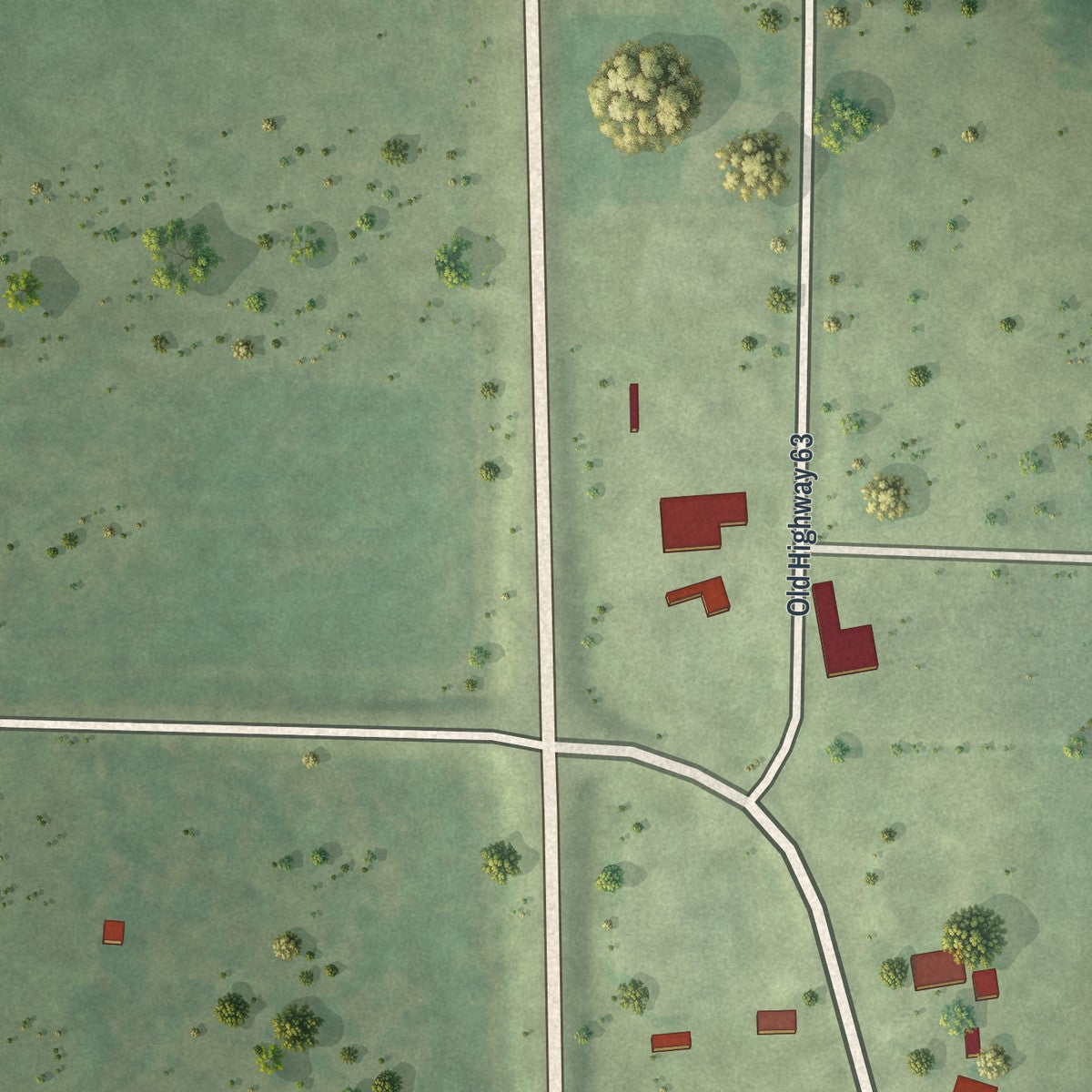 Second close-up of the map of Edgar Springs, Missouri print showing more streets and buildings