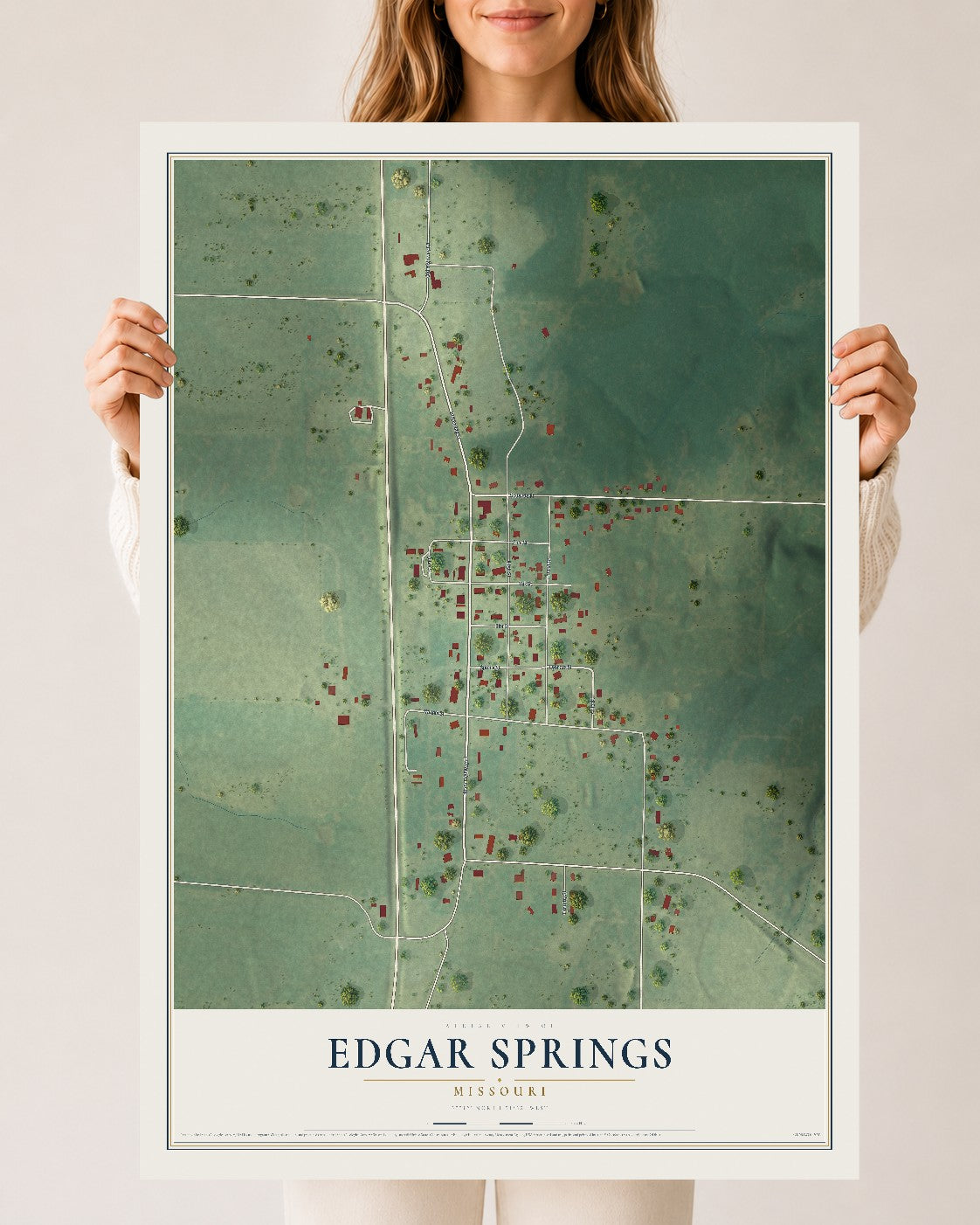 Map of Edgar Springs, Missouri, 24 x 36 inch unframed archival matte print