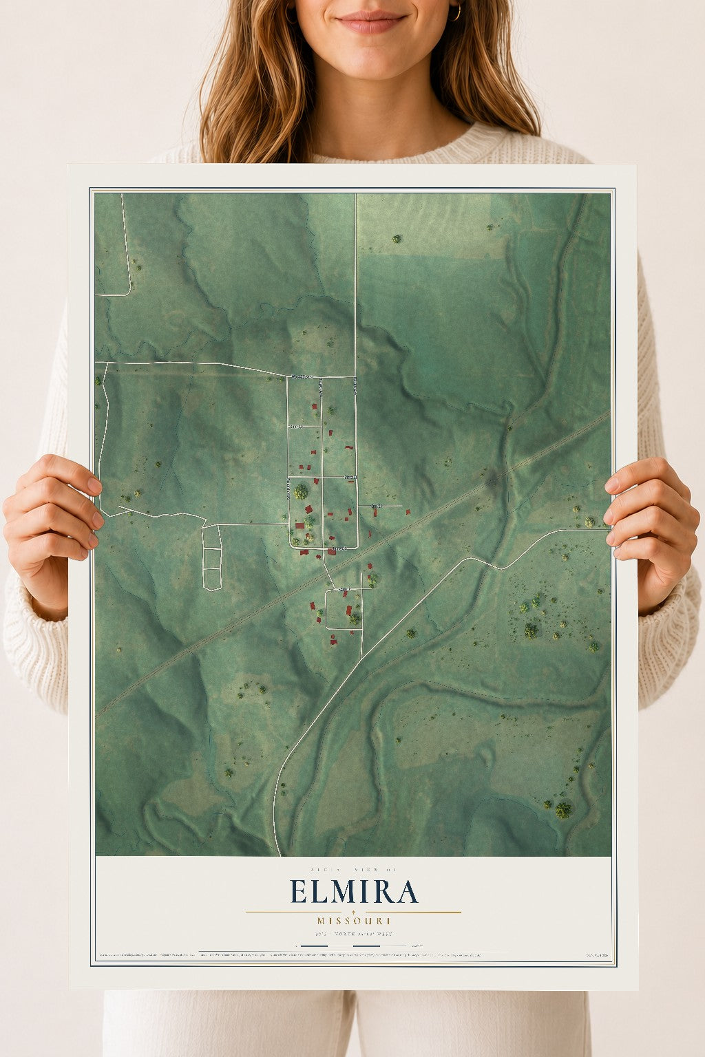 Map of Elmira, Missouri, 18 x 24 inch unframed archival matte print