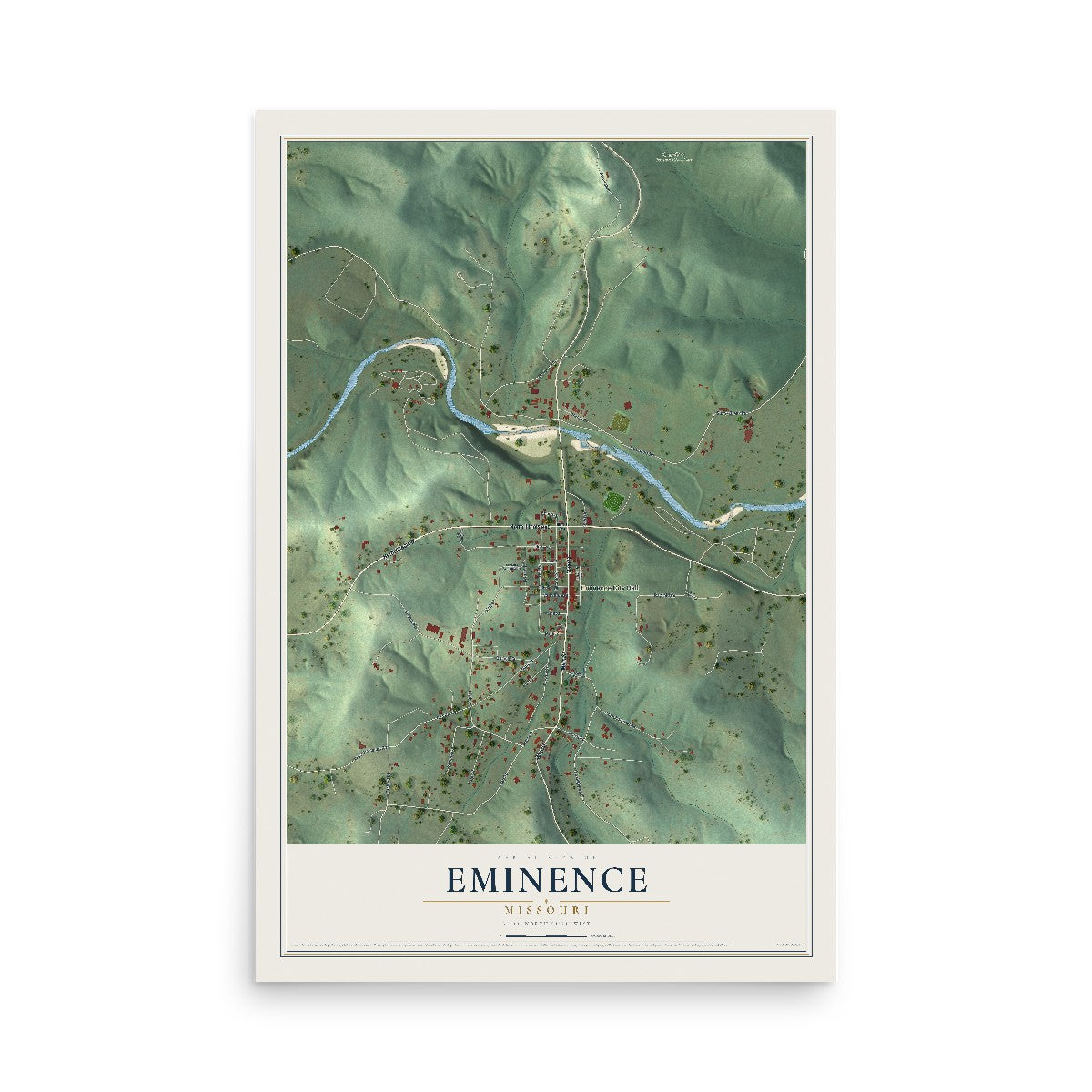 Map of Eminence, Missouri, 12 x 18 inch unframed archival matte print