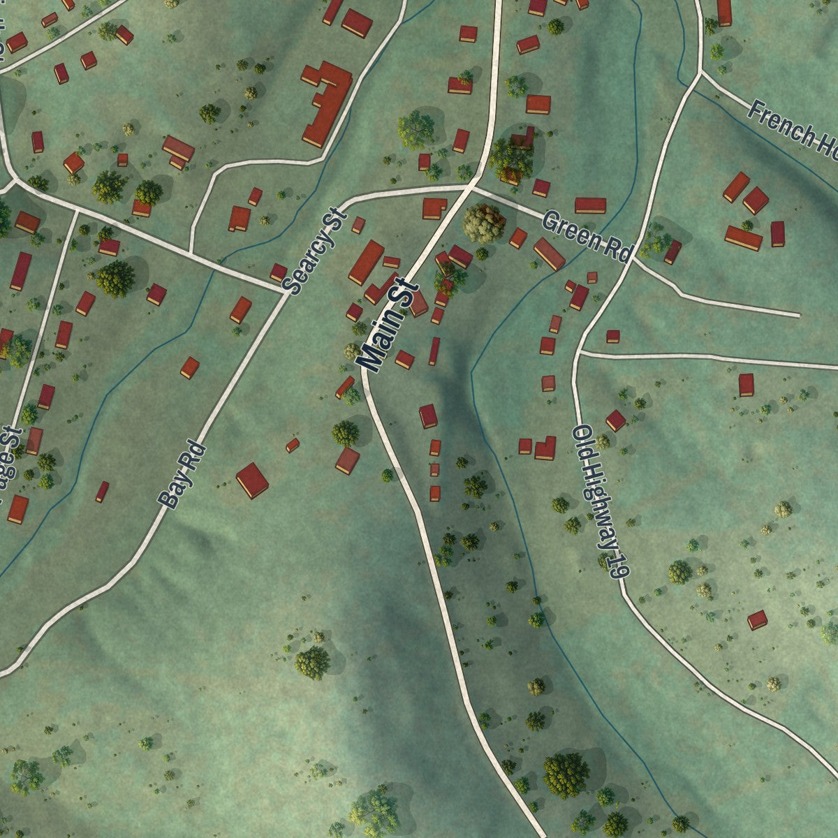 Second close-up of the map of Eminence, Missouri print showing more streets and buildings