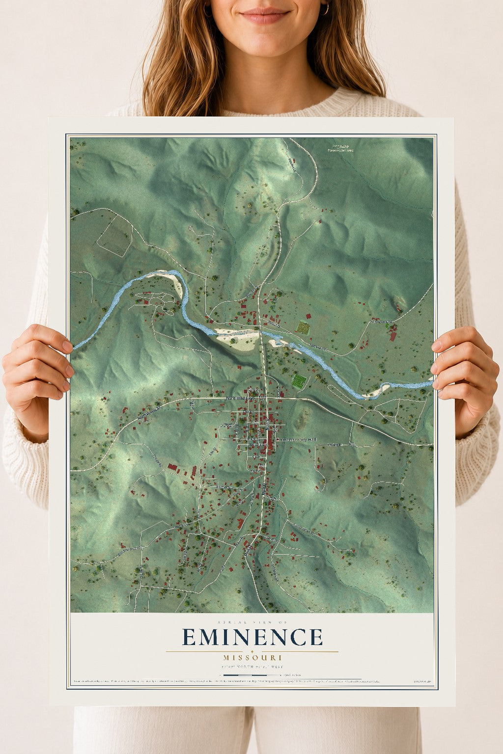 Map of Eminence, Missouri, 18 x 24 inch unframed archival matte print