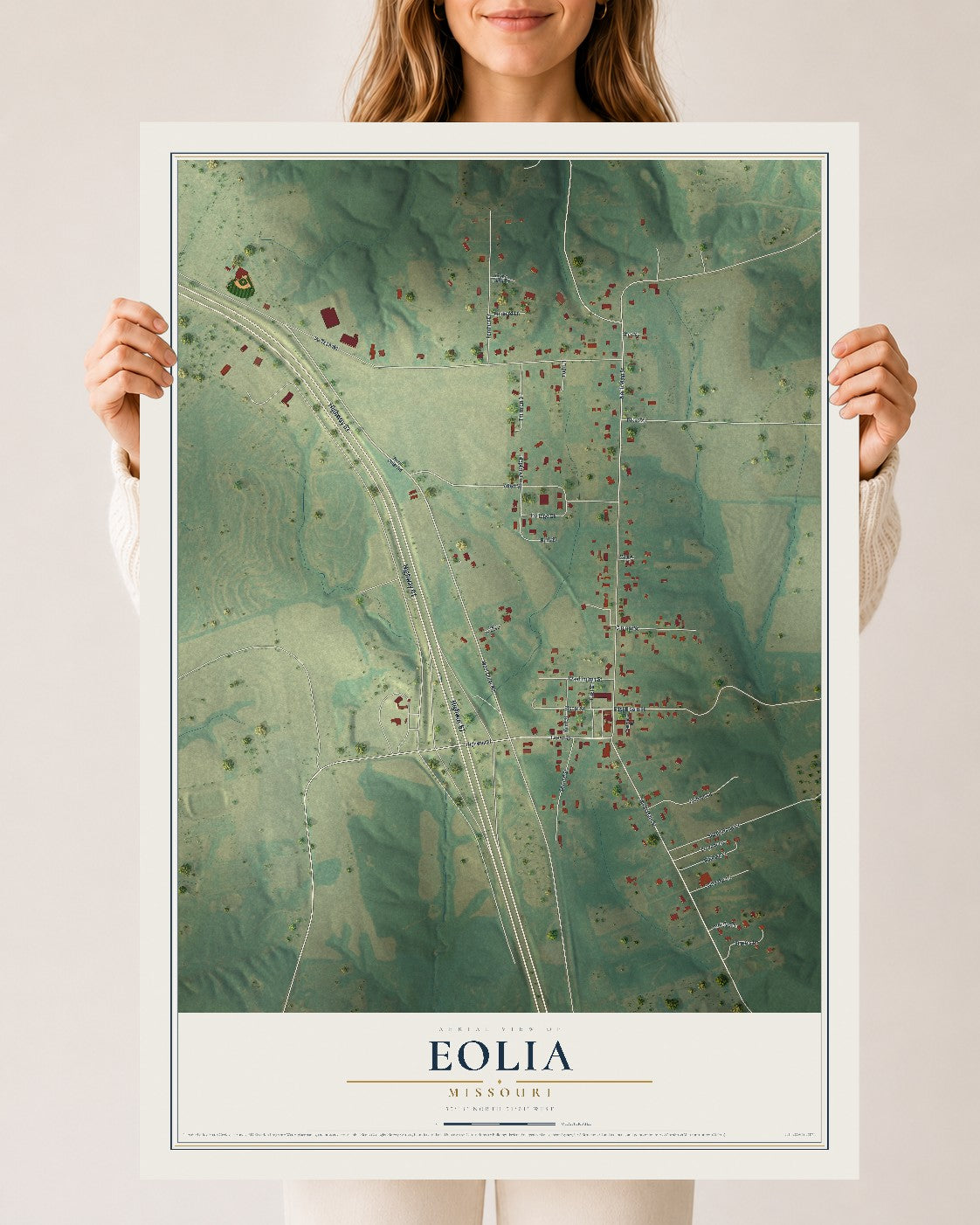 Map of Eolia, Missouri, 24 x 36 inch unframed archival matte print