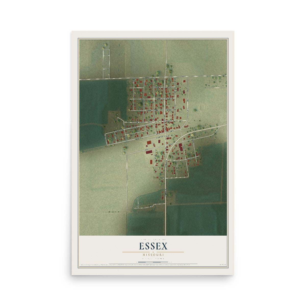 Map of Essex, Missouri, 12 x 18 inch unframed archival matte print