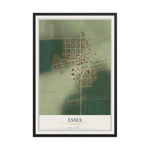 Map of Essex, Missouri, 12 x 18 inch print in a black wood frame
