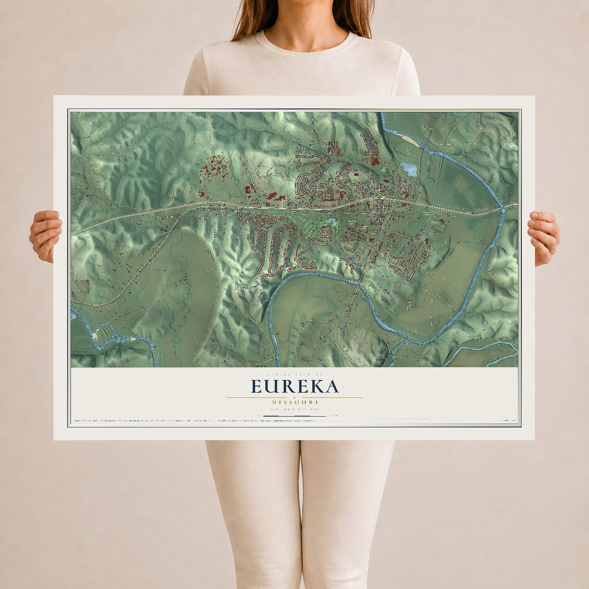 Map of Eureka, Missouri, 24 x 36 inch unframed archival matte print