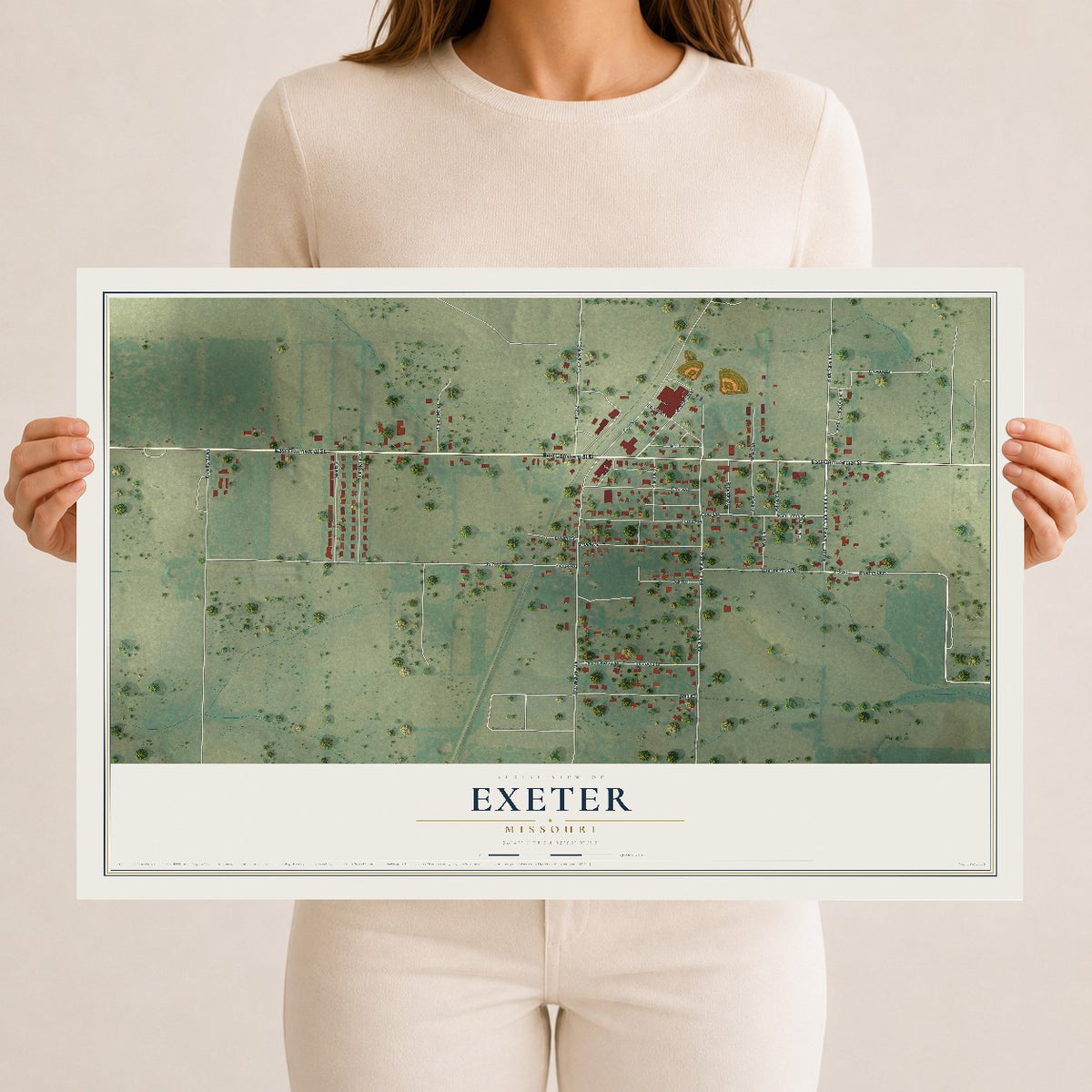 Map of Exeter, Missouri, 12 x 18 inch unframed archival matte print