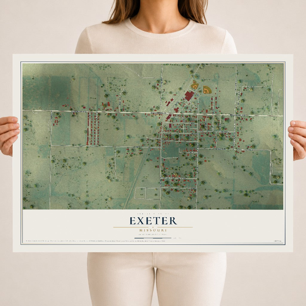 Map of Exeter, Missouri, 18 x 24 inch unframed archival matte print
