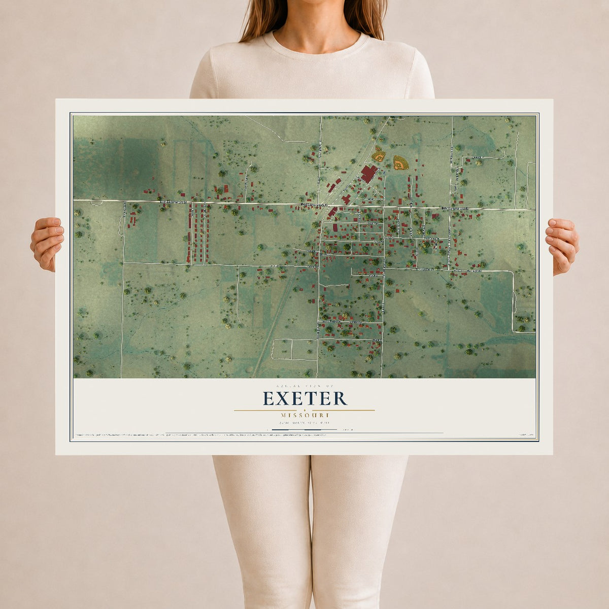 Map of Exeter, Missouri, 24 x 36 inch unframed archival matte print
