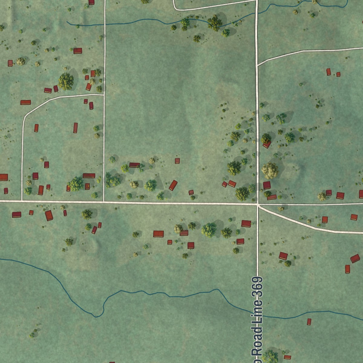 Close-up of the map of Fairdealing, Missouri print showing street and building detail