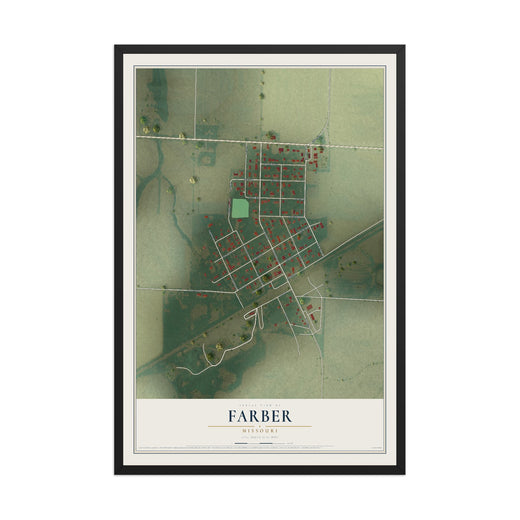 Map of Farber, Missouri, 12 x 18 inch print in a black wood frame