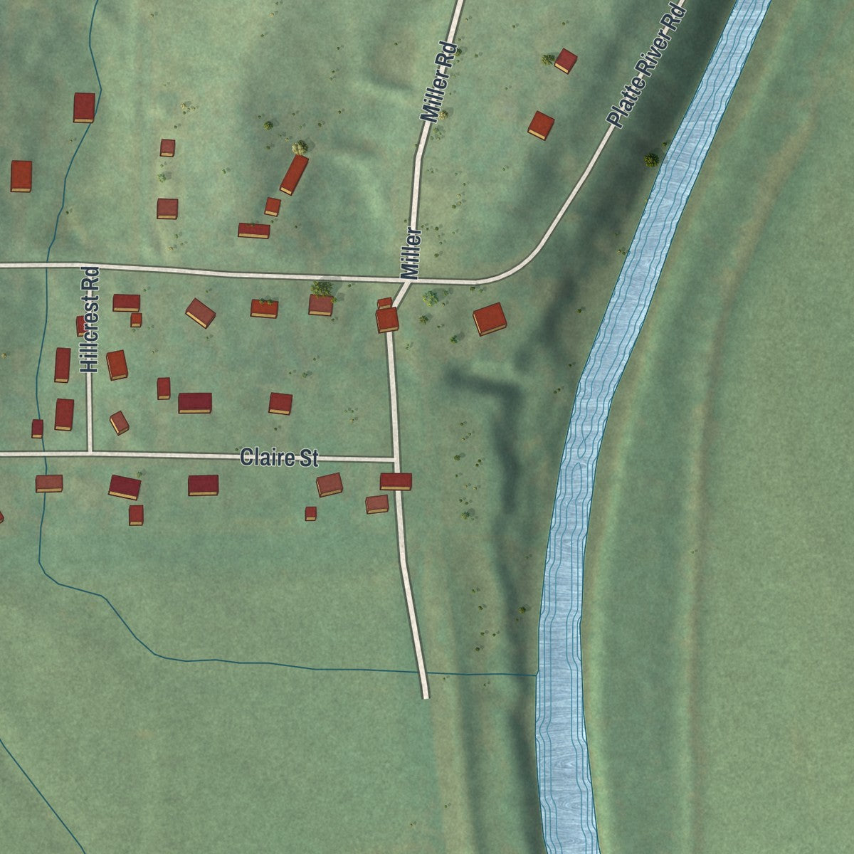 Second close-up of the map of Farley, Missouri print showing more streets and buildings