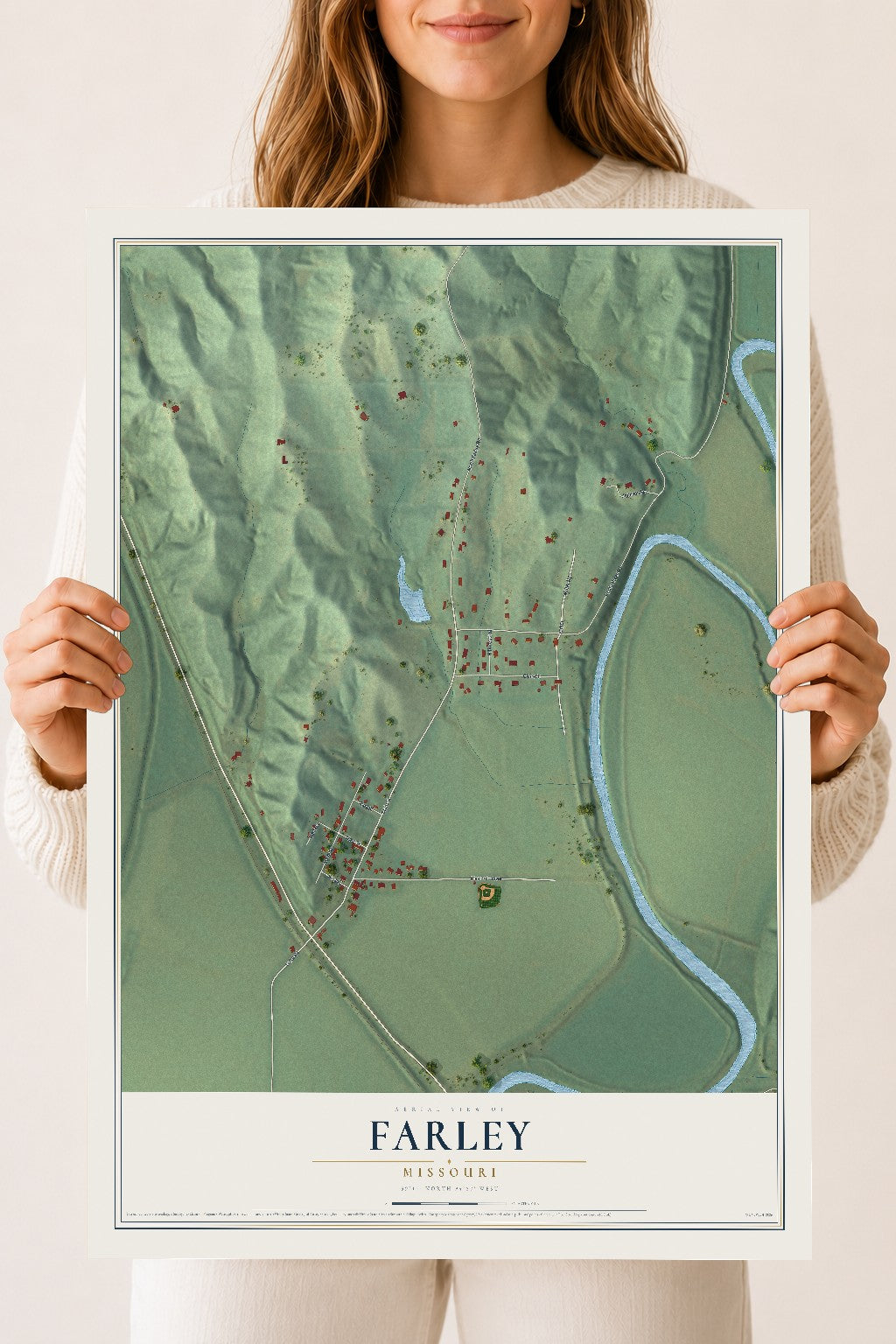 Map of Farley, Missouri, 18 x 24 inch unframed archival matte print