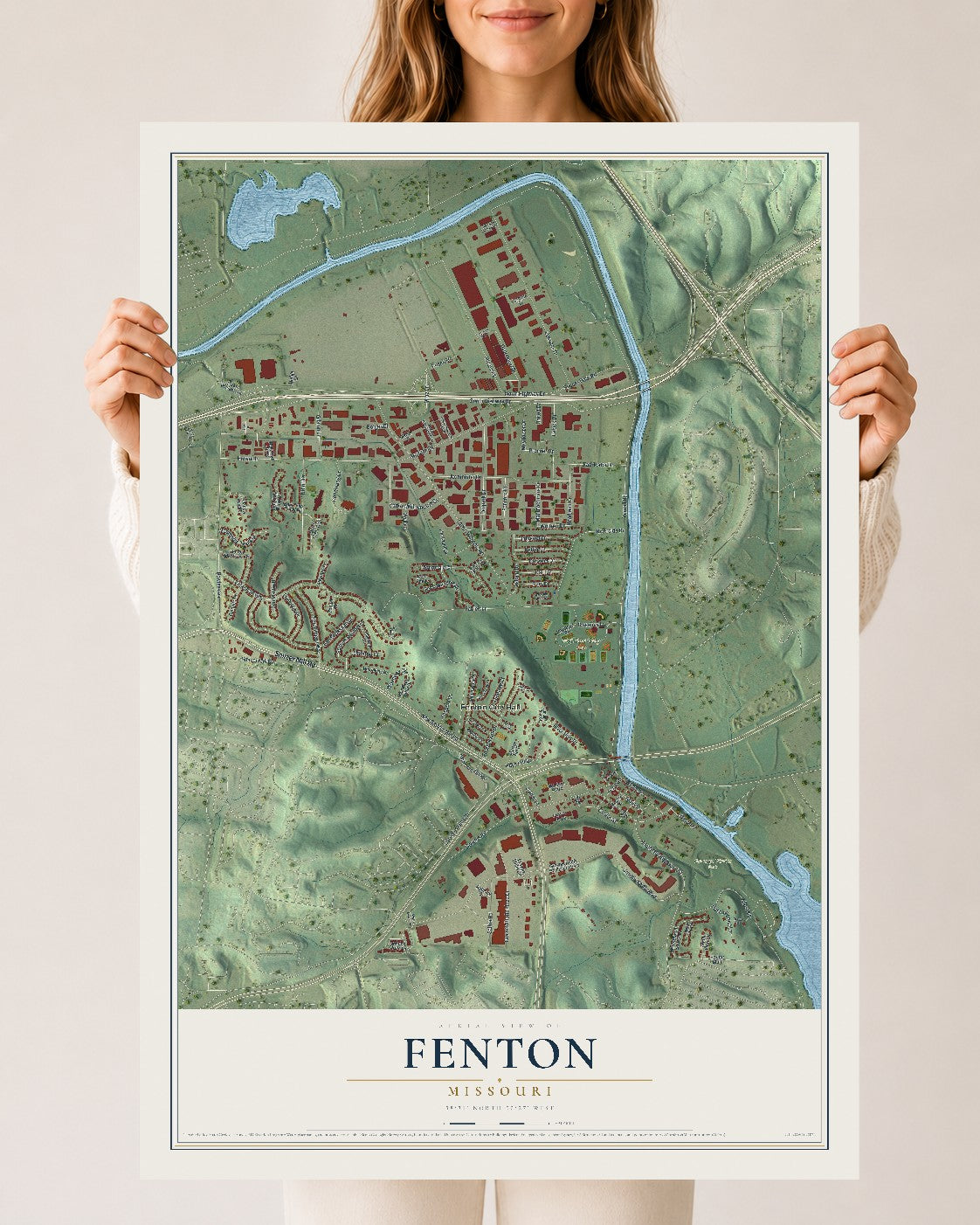 Map of Fenton, Missouri, 24 x 36 inch unframed archival matte print