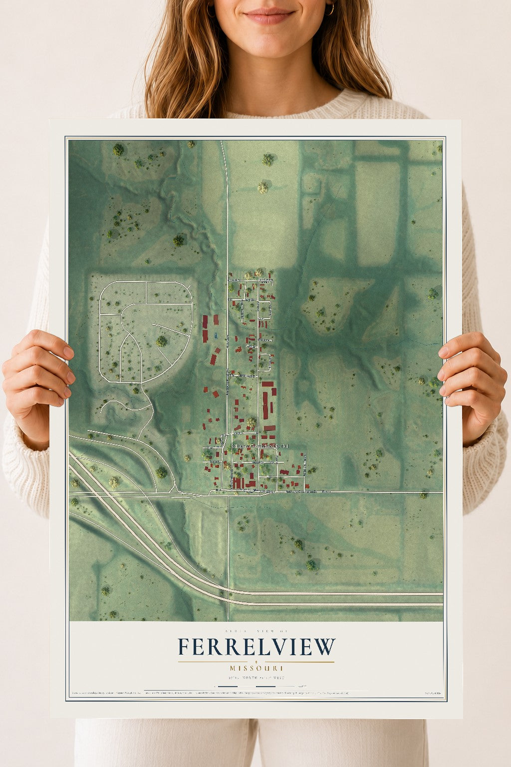 Map of Ferrelview, Missouri, 18 x 24 inch unframed archival matte print