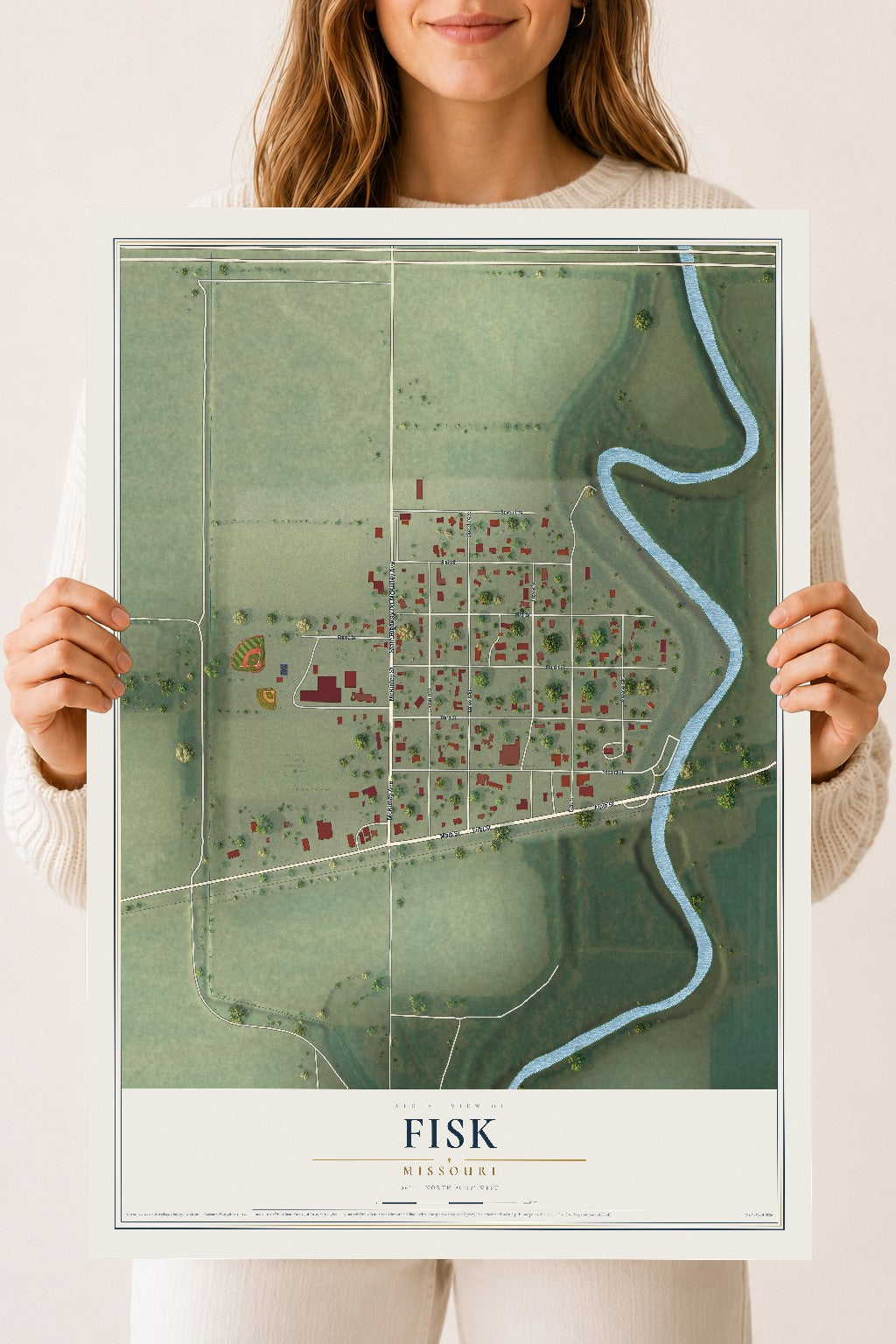 Map of Fisk, Missouri, 18 x 24 inch unframed archival matte print