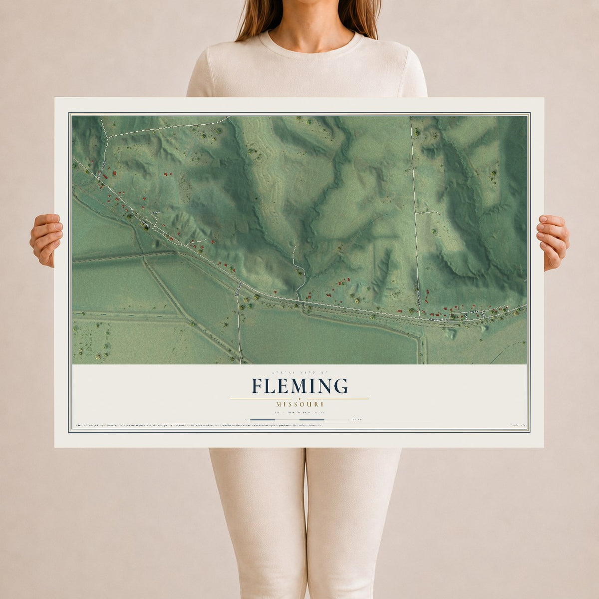 Map of Fleming, Missouri, 24 x 36 inch unframed archival matte print