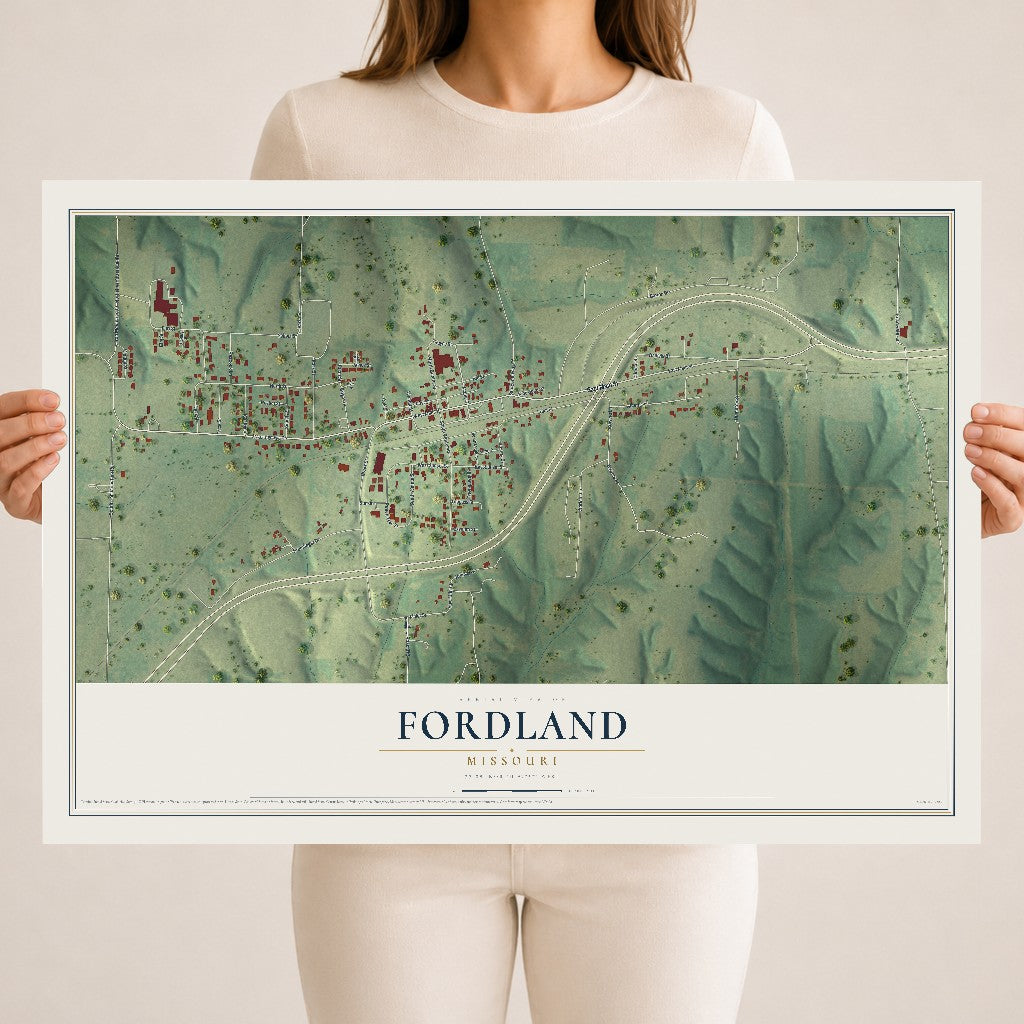 Map of Fordland, Missouri, 18 x 24 inch unframed archival matte print