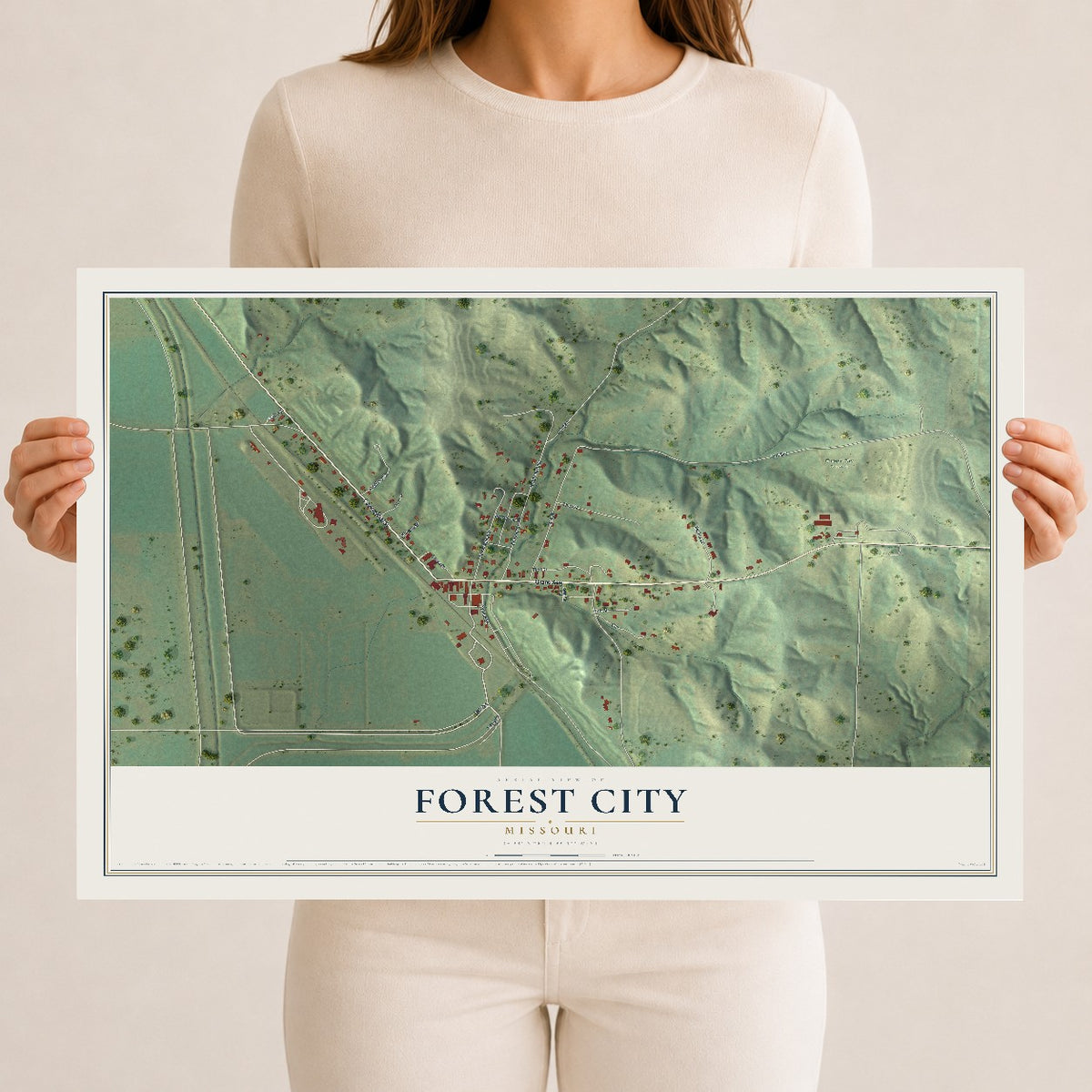 Map of Forest City, Missouri, 12 x 18 inch unframed archival matte print