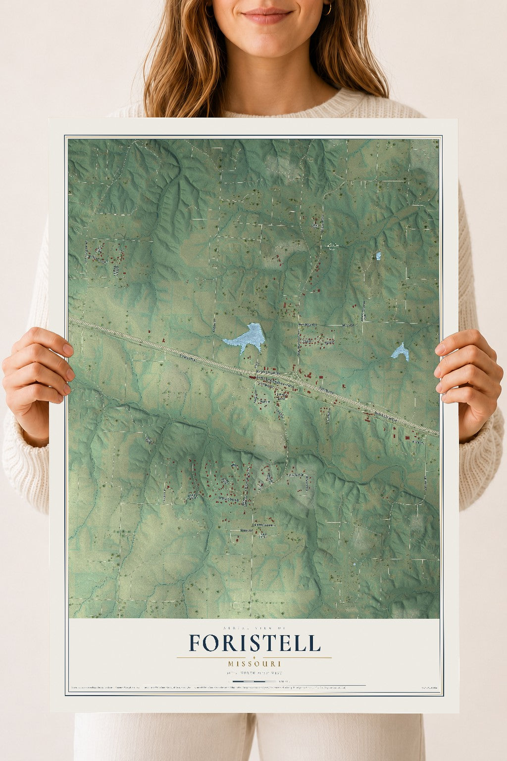 Map of Foristell, Missouri, 18 x 24 inch unframed archival matte print
