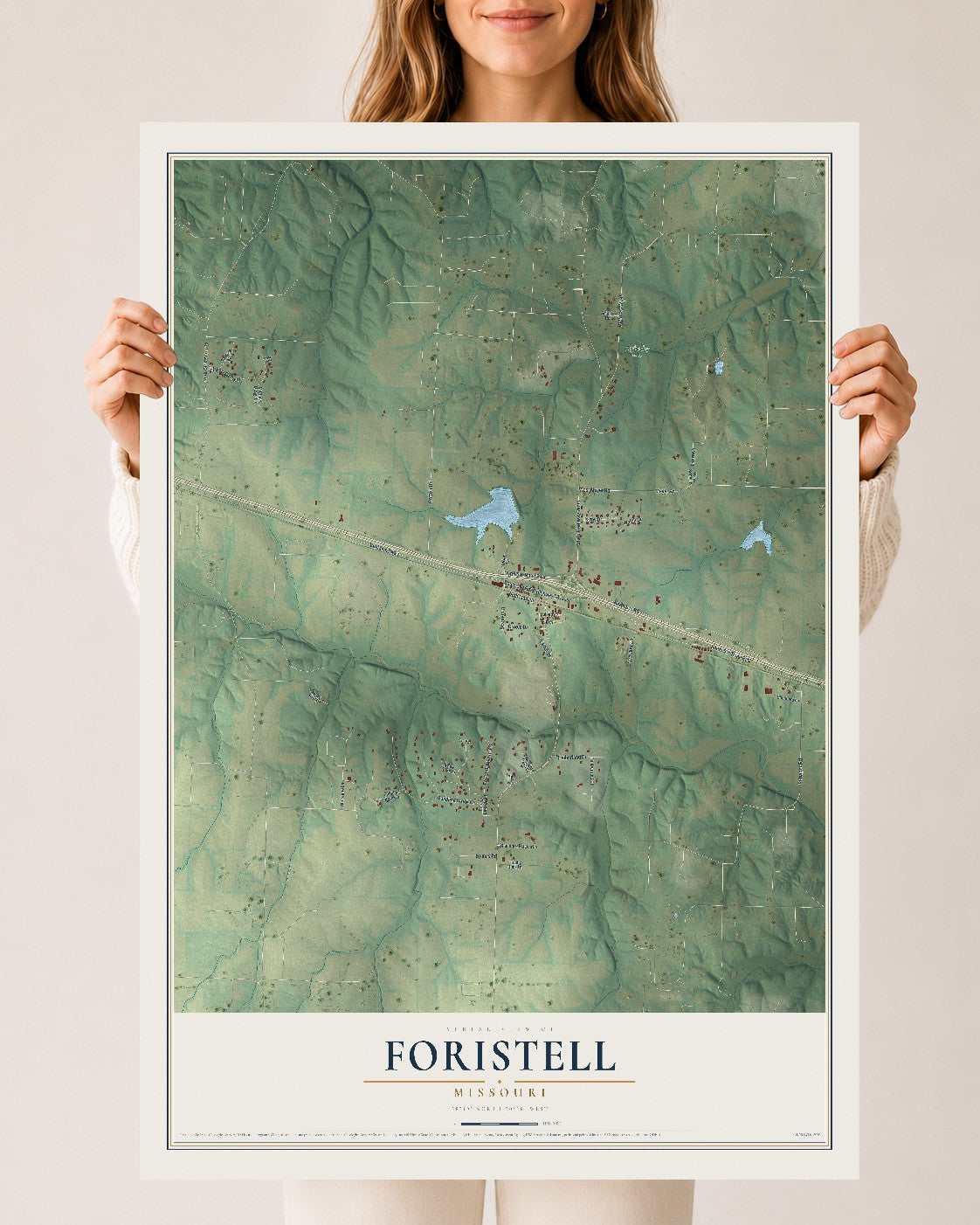 Map of Foristell, Missouri, 24 x 36 inch unframed archival matte print
