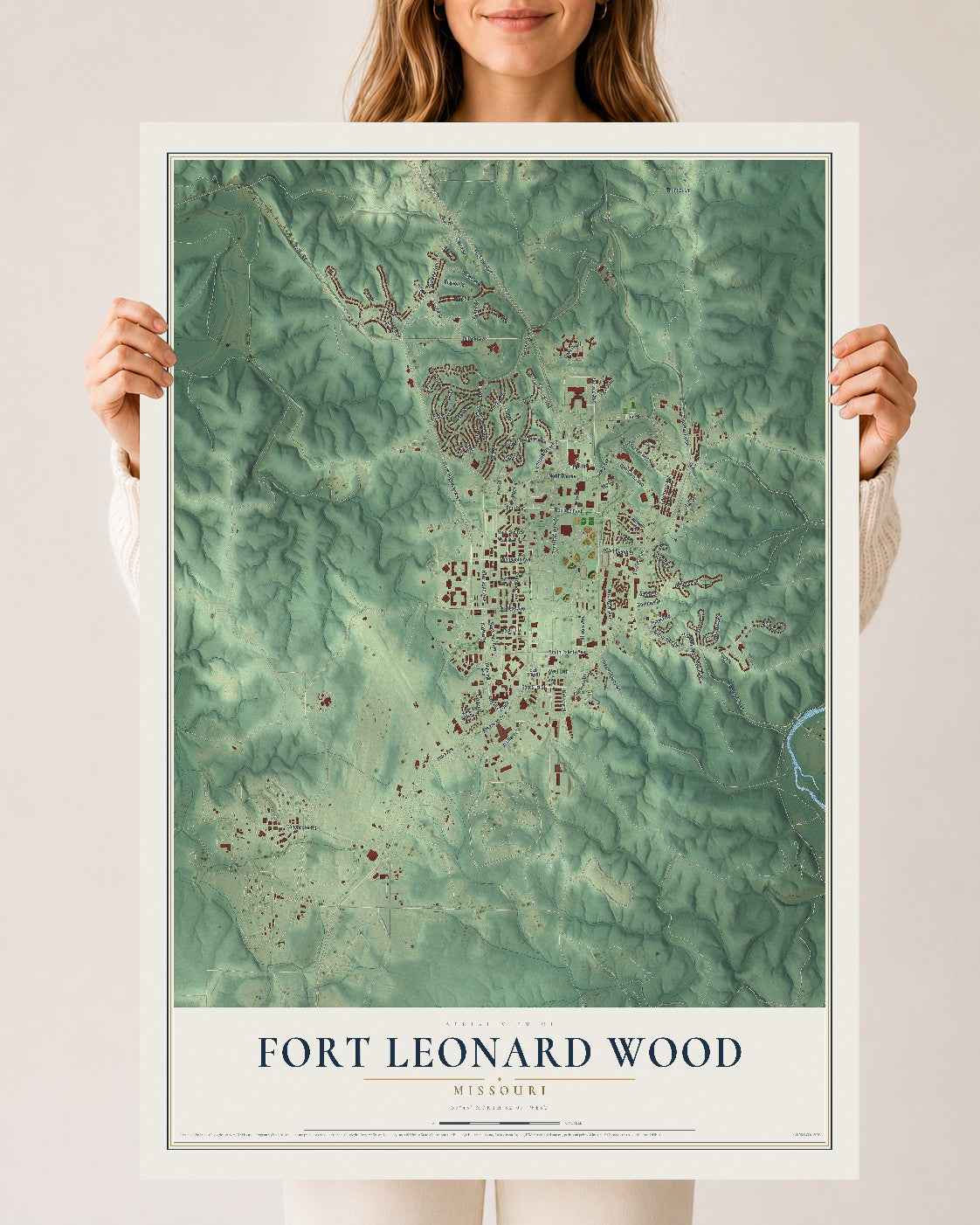 Map of Fort Leonard Wood, Missouri, 24 x 36 inch unframed archival matte print