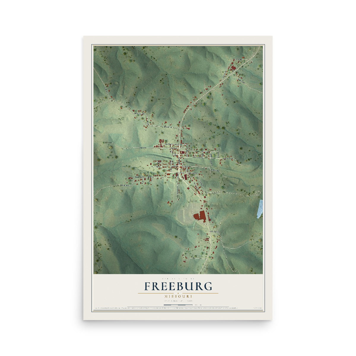 Map of Freeburg, Missouri, 12 x 18 inch unframed archival matte print