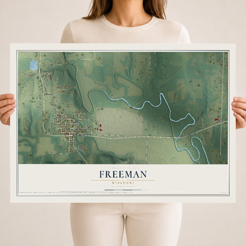 Map of Freeman, Missouri, 18 x 24 inch unframed archival matte print