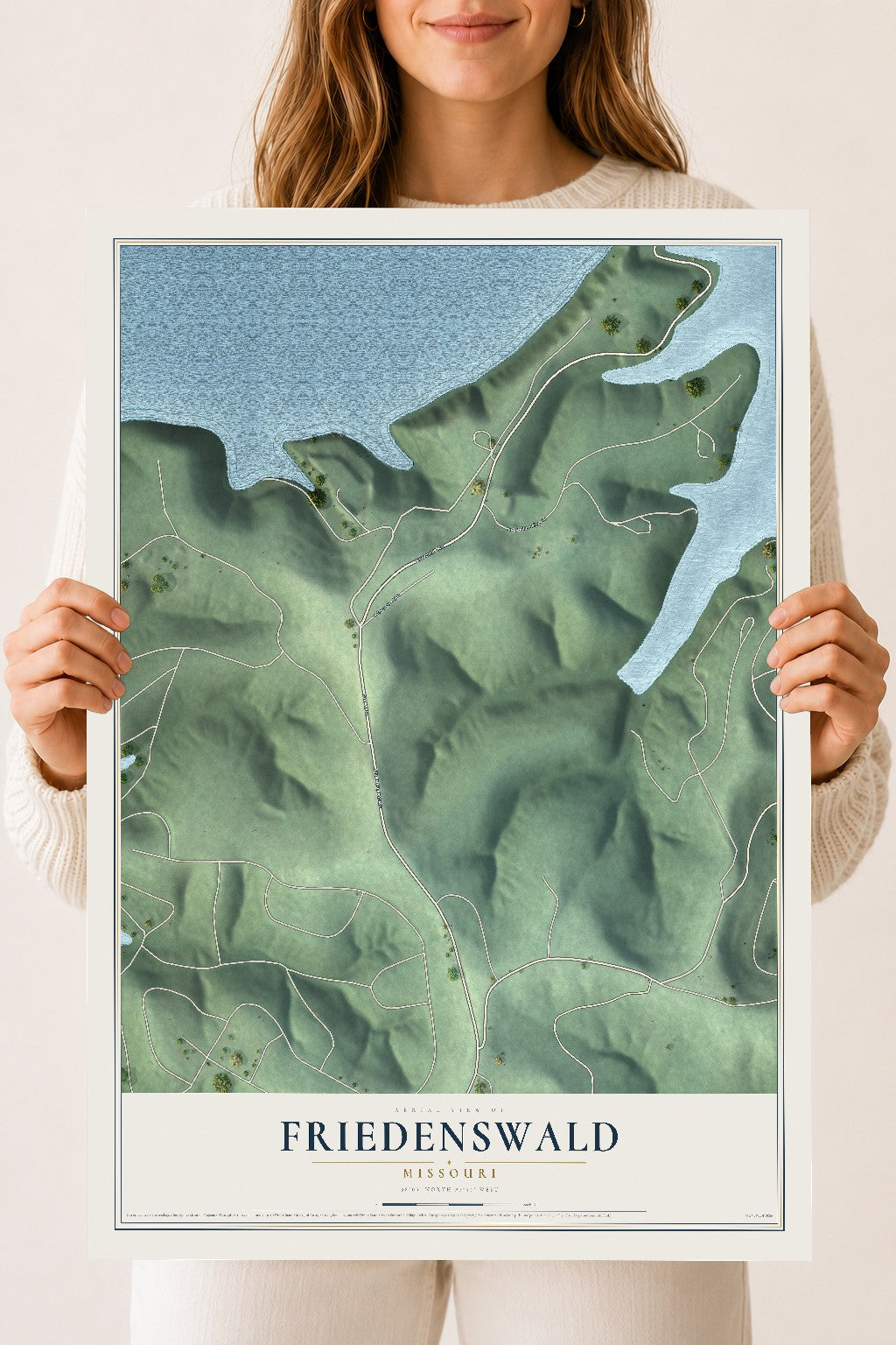 Map of Friedenswald, Missouri, 18 x 24 inch unframed archival matte print