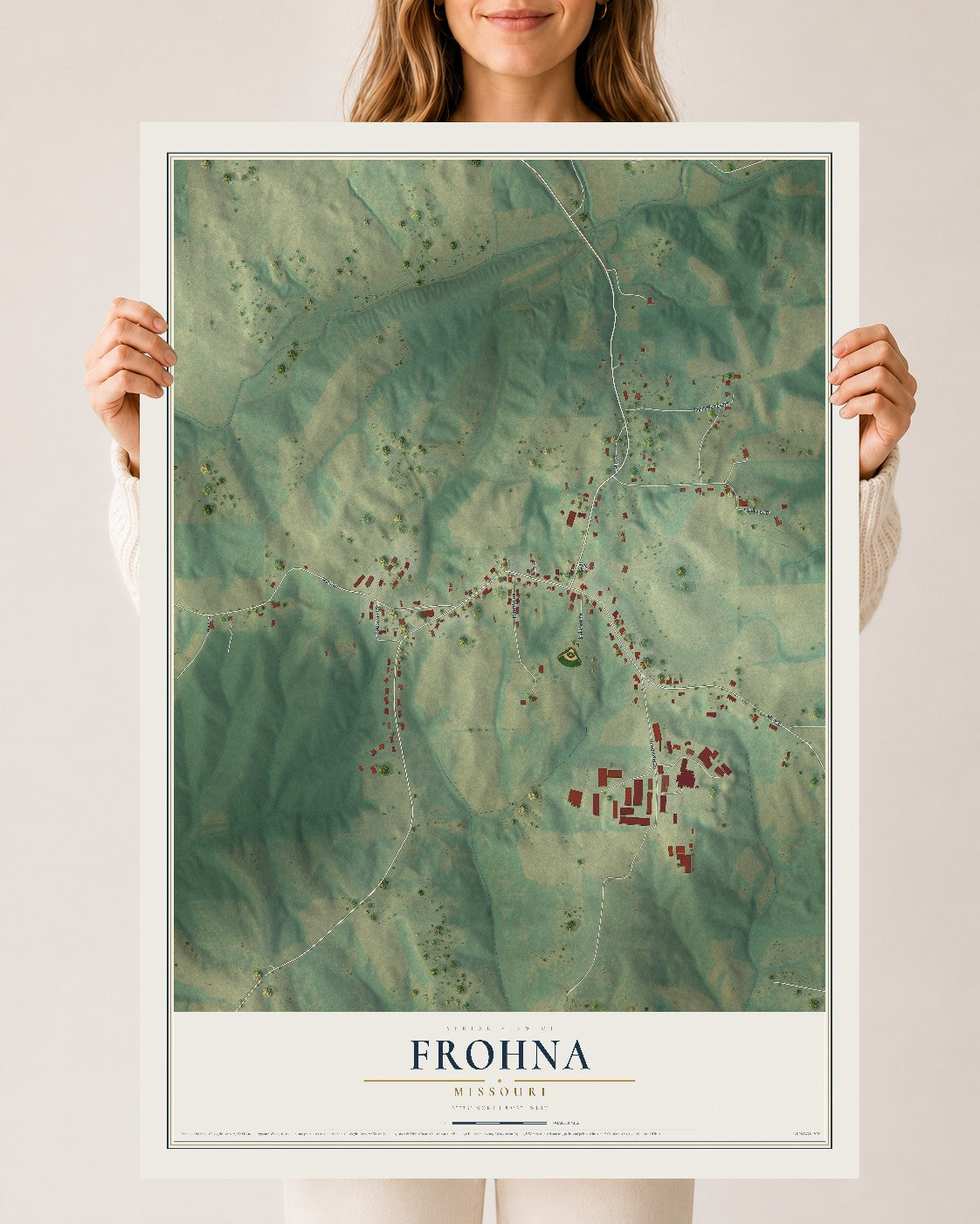 Map of Frohna, Missouri, 24 x 36 inch unframed archival matte print