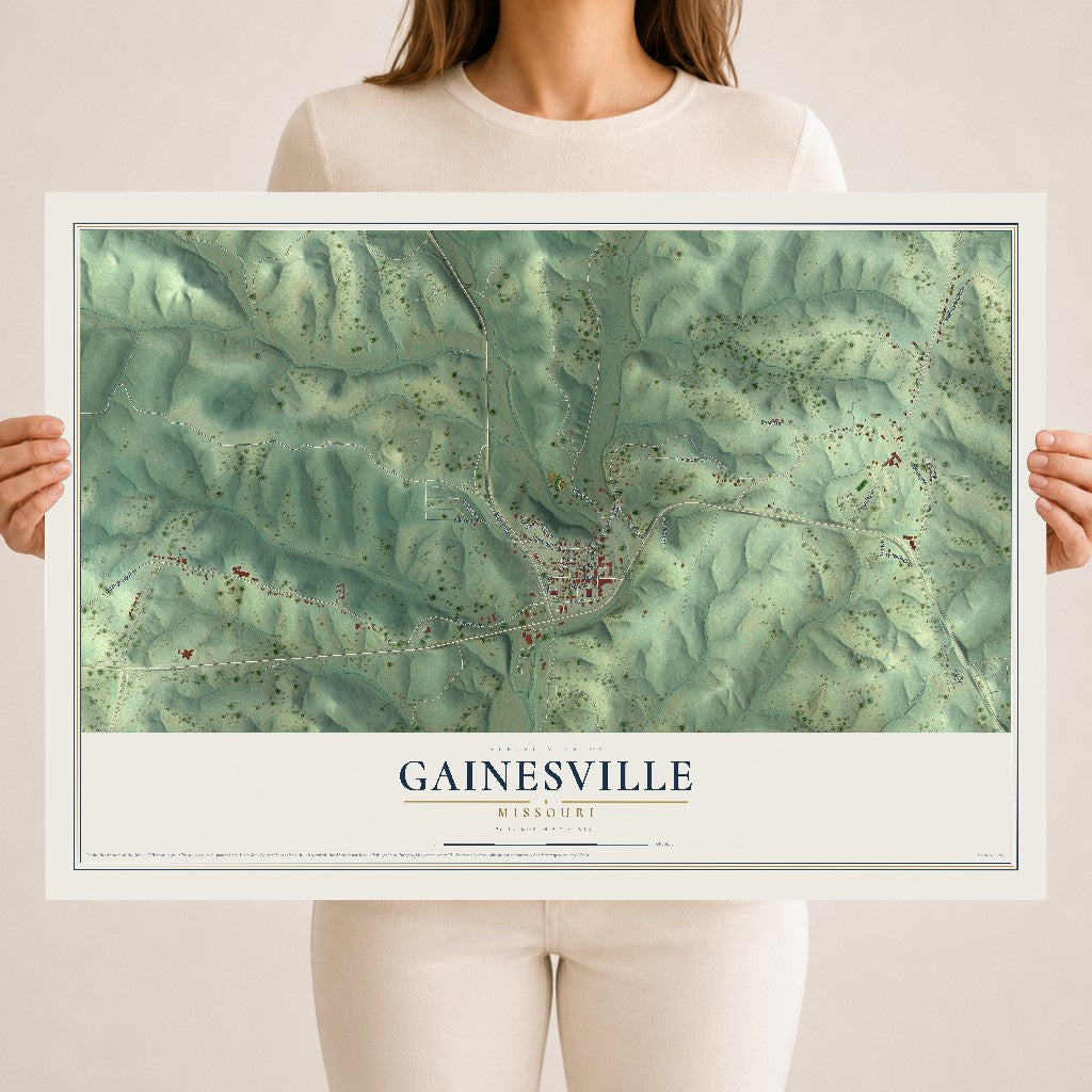 Map of Gainesville, Missouri, 18 x 24 inch unframed archival matte print