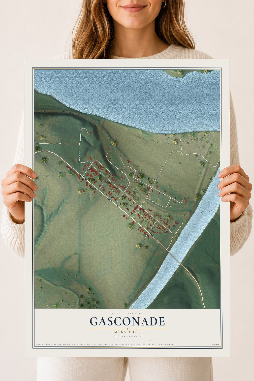 Map of Gasconade, Missouri, 18 x 24 inch unframed archival matte print
