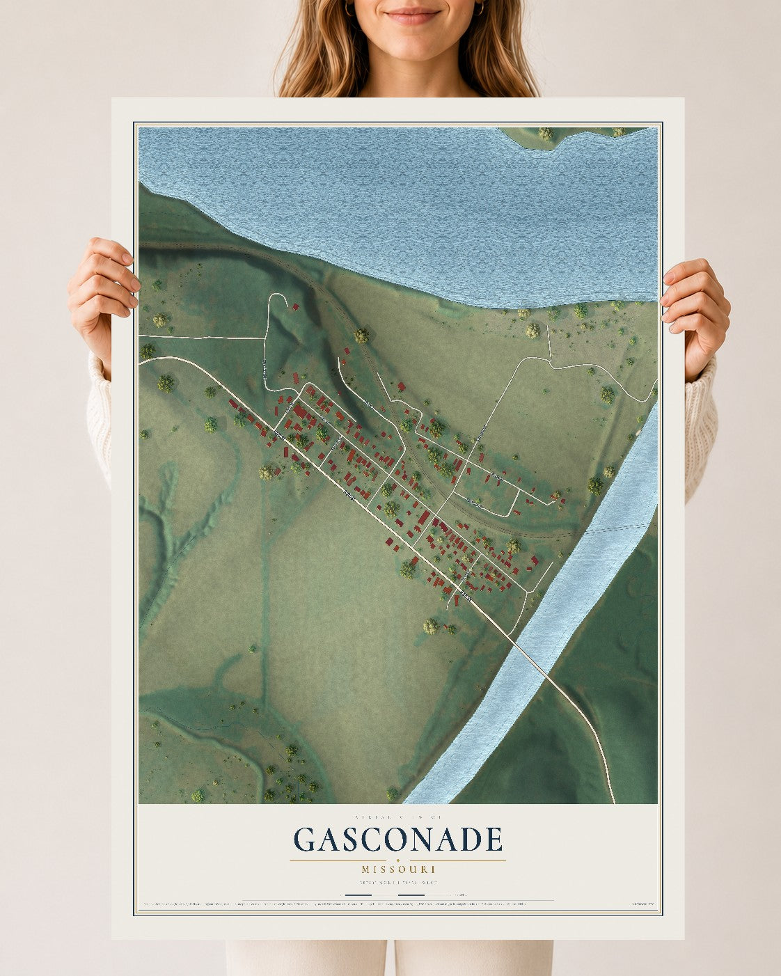 Map of Gasconade, Missouri, 24 x 36 inch unframed archival matte print