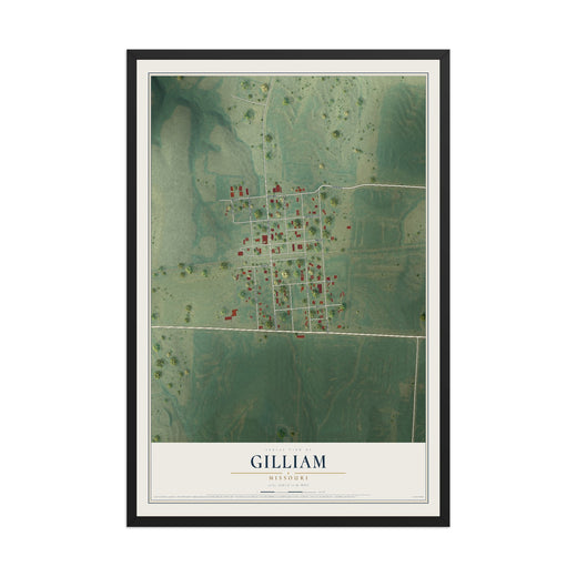 Map of Gilliam, Missouri, 12 x 18 inch print in a black wood frame