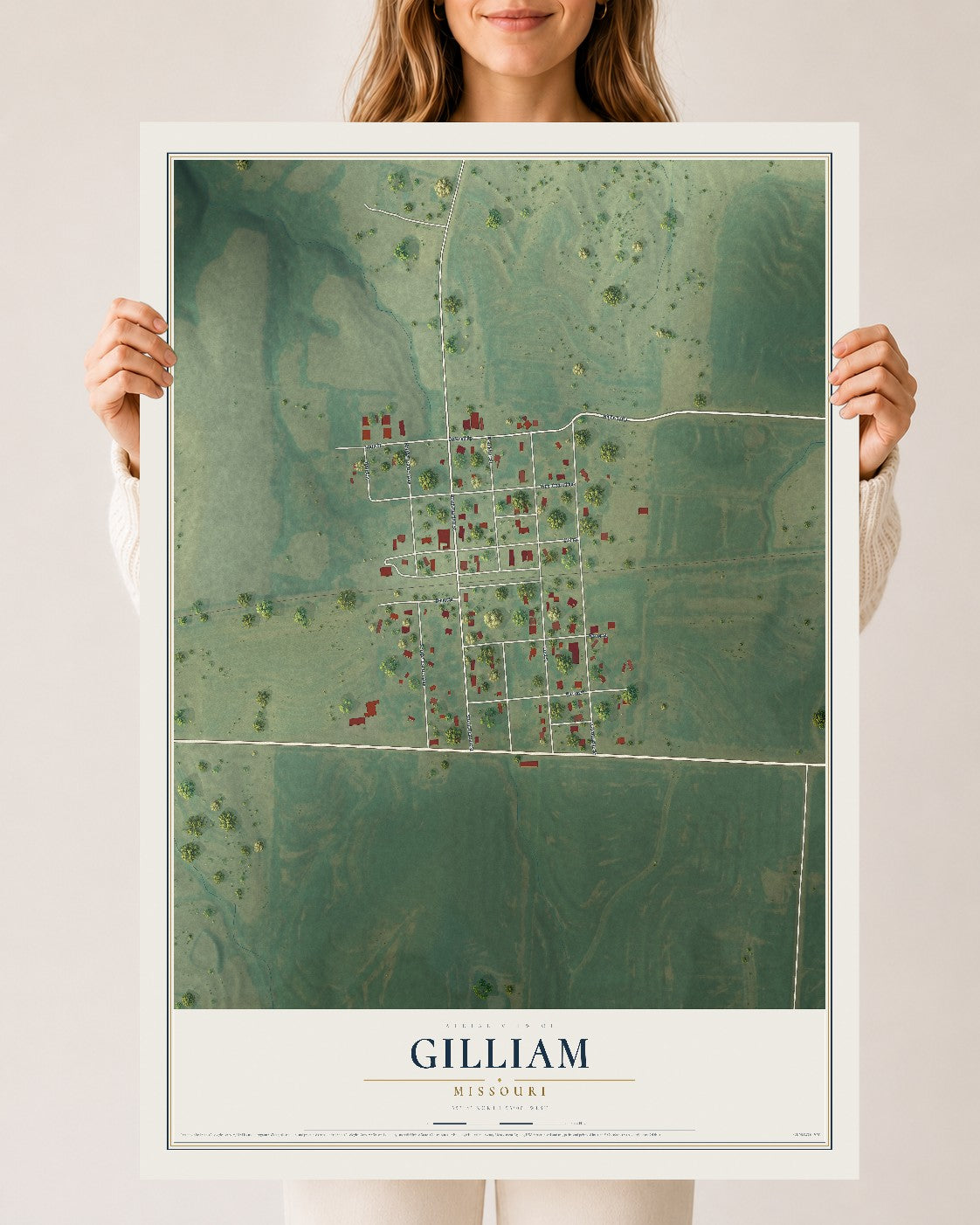 Map of Gilliam, Missouri, 24 x 36 inch unframed archival matte print