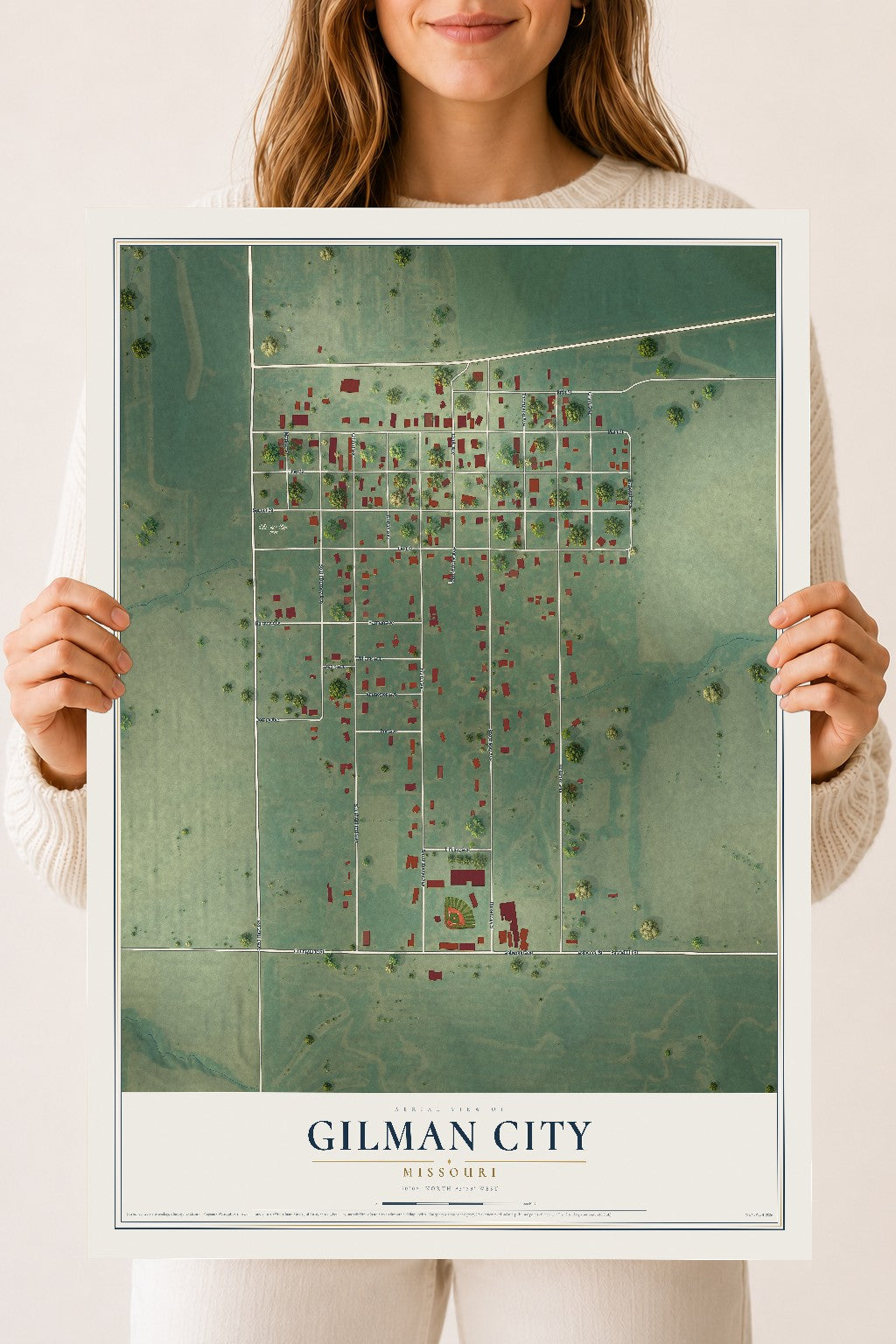 Map of Gilman City, Missouri, 18 x 24 inch unframed archival matte print