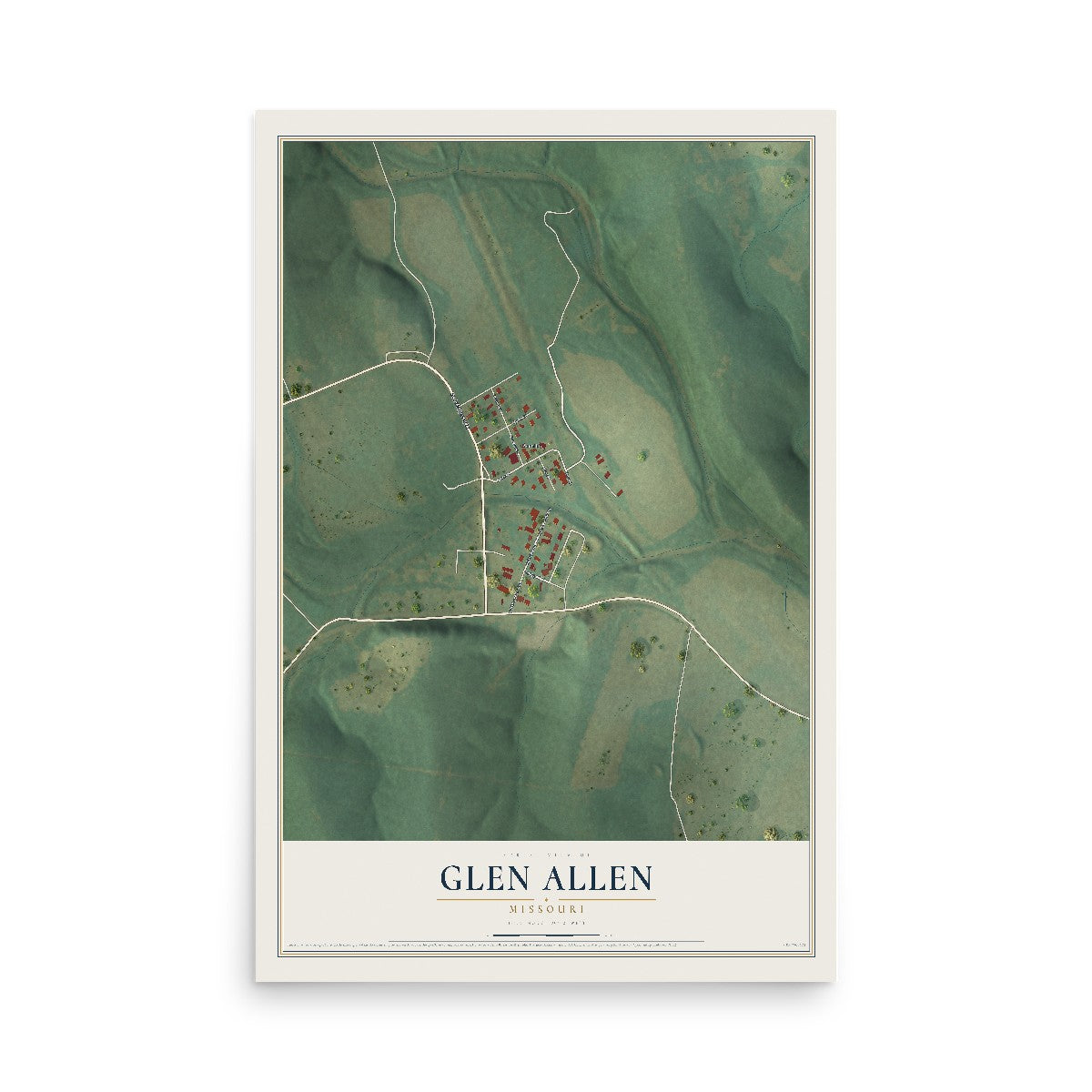 Map of Glen Allen, Missouri, 12 x 18 inch unframed archival matte print