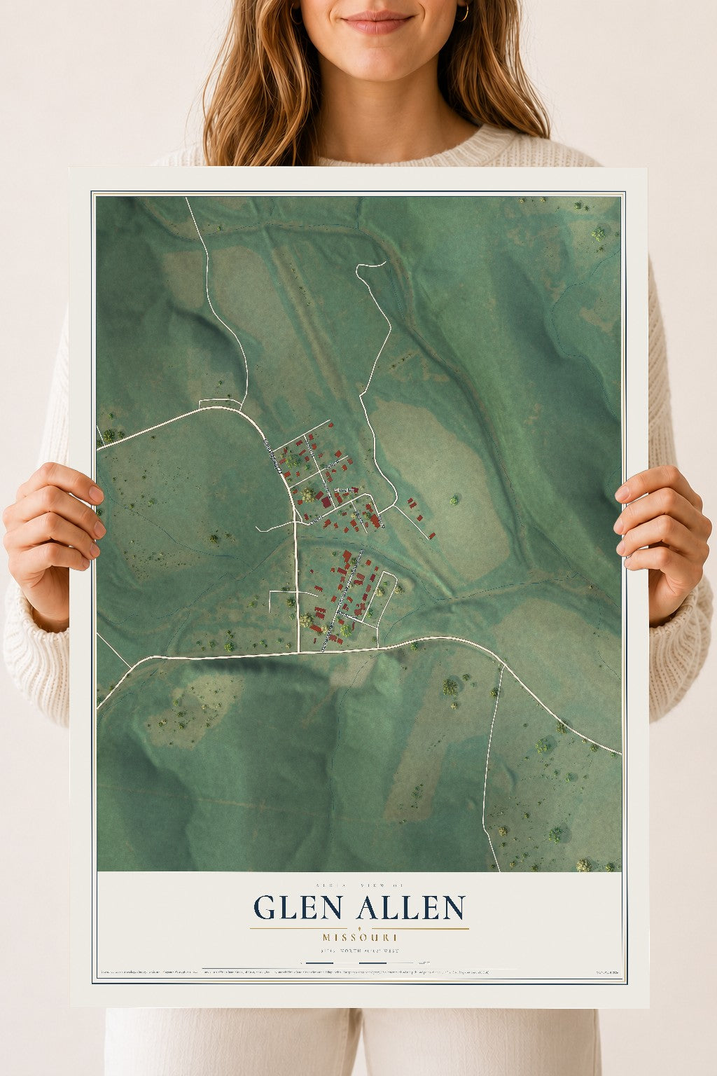 Map of Glen Allen, Missouri, 18 x 24 inch unframed archival matte print
