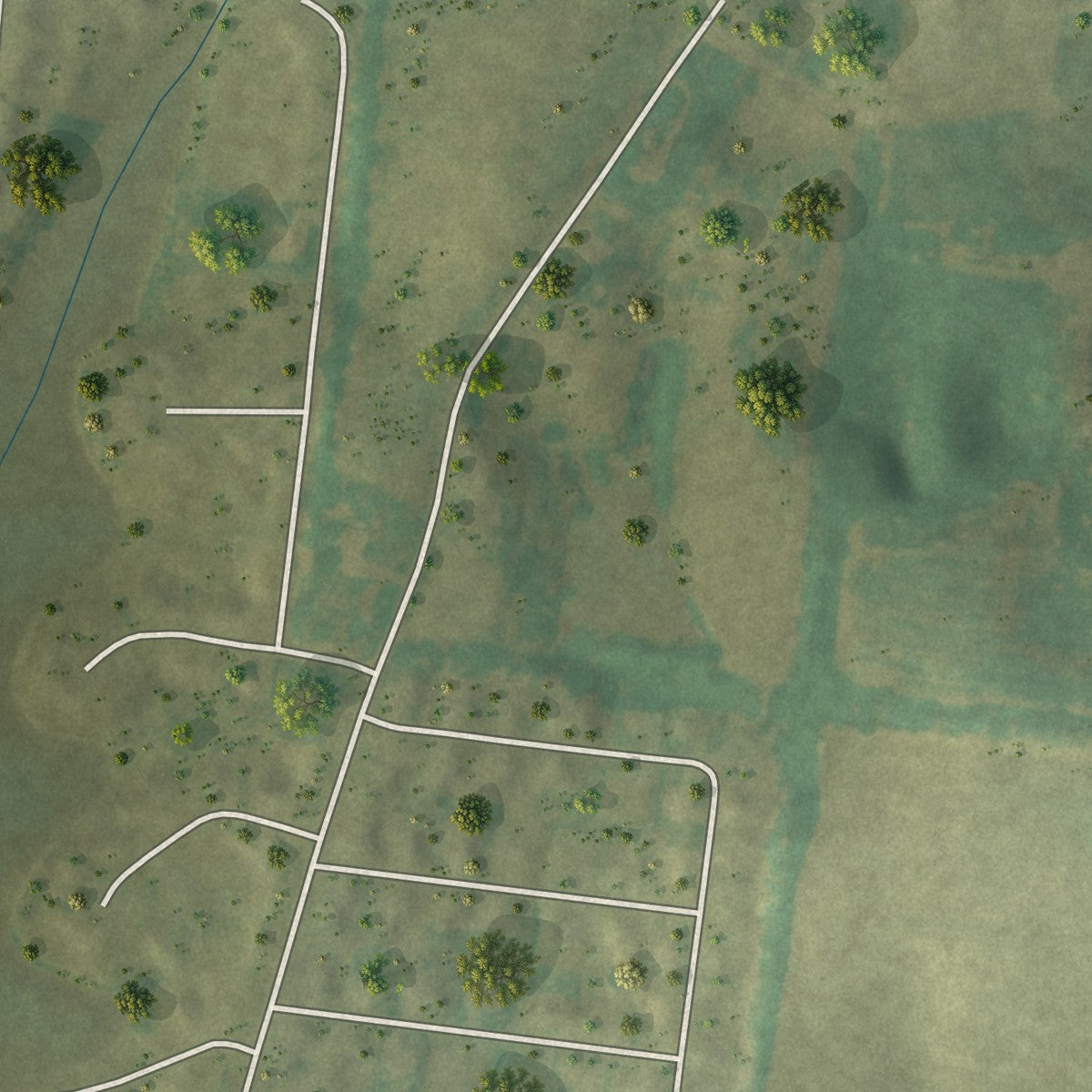 Second close-up of the map of Gordonville, Missouri print showing more streets and buildings