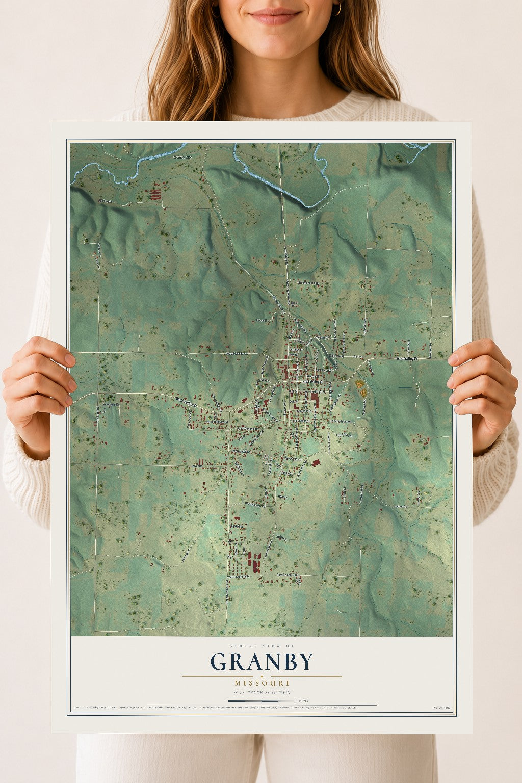 Map of Granby, Missouri, 18 x 24 inch unframed archival matte print