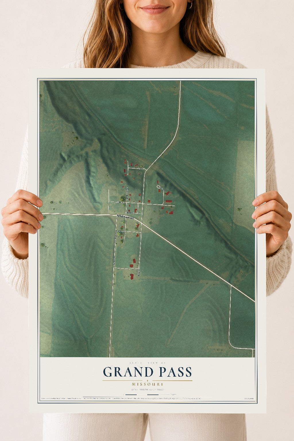 Map of Grand Pass, Missouri, 18 x 24 inch unframed archival matte print