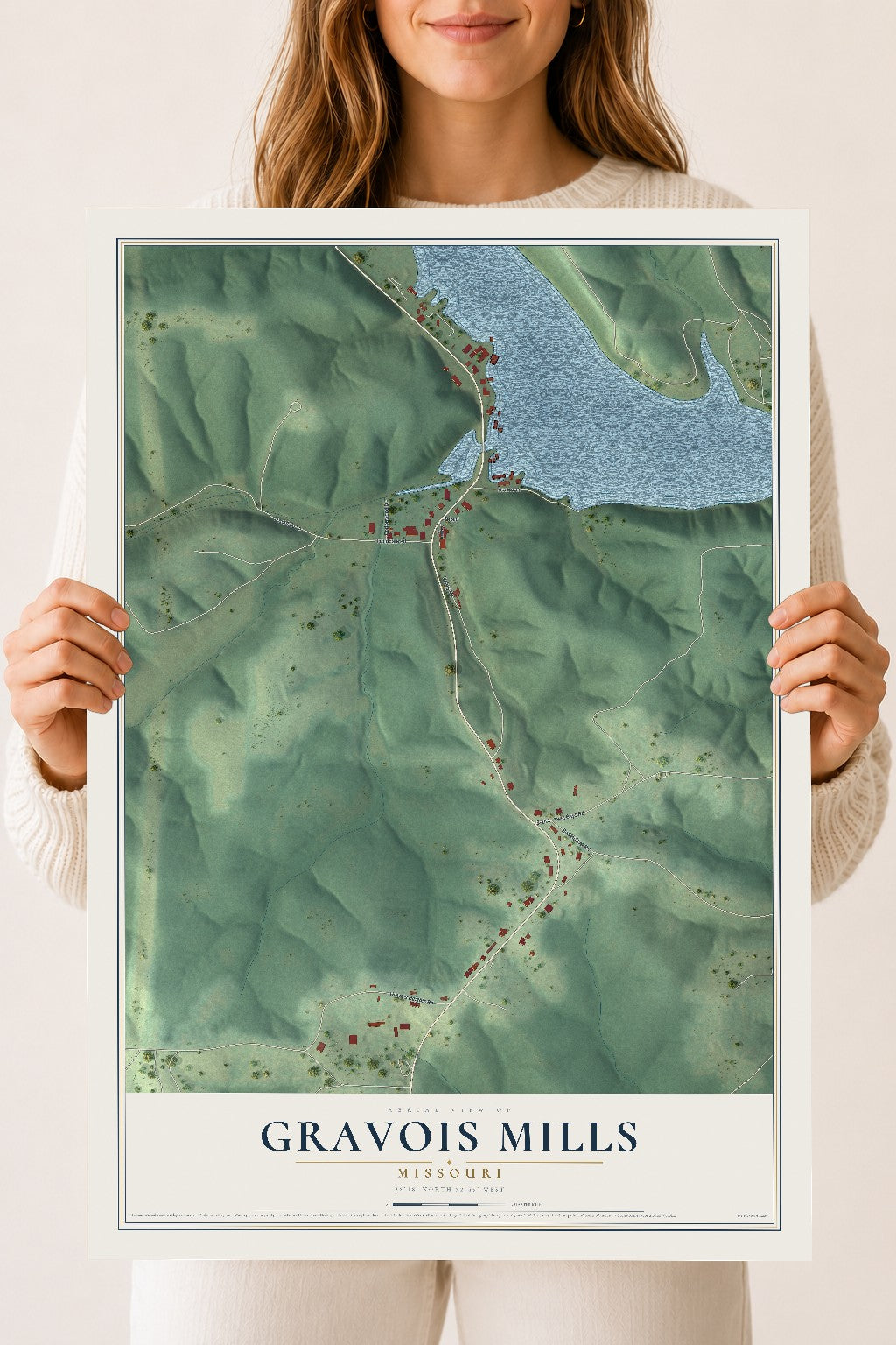 Map of Gravois Mills, Missouri, 18 x 24 inch unframed archival matte print