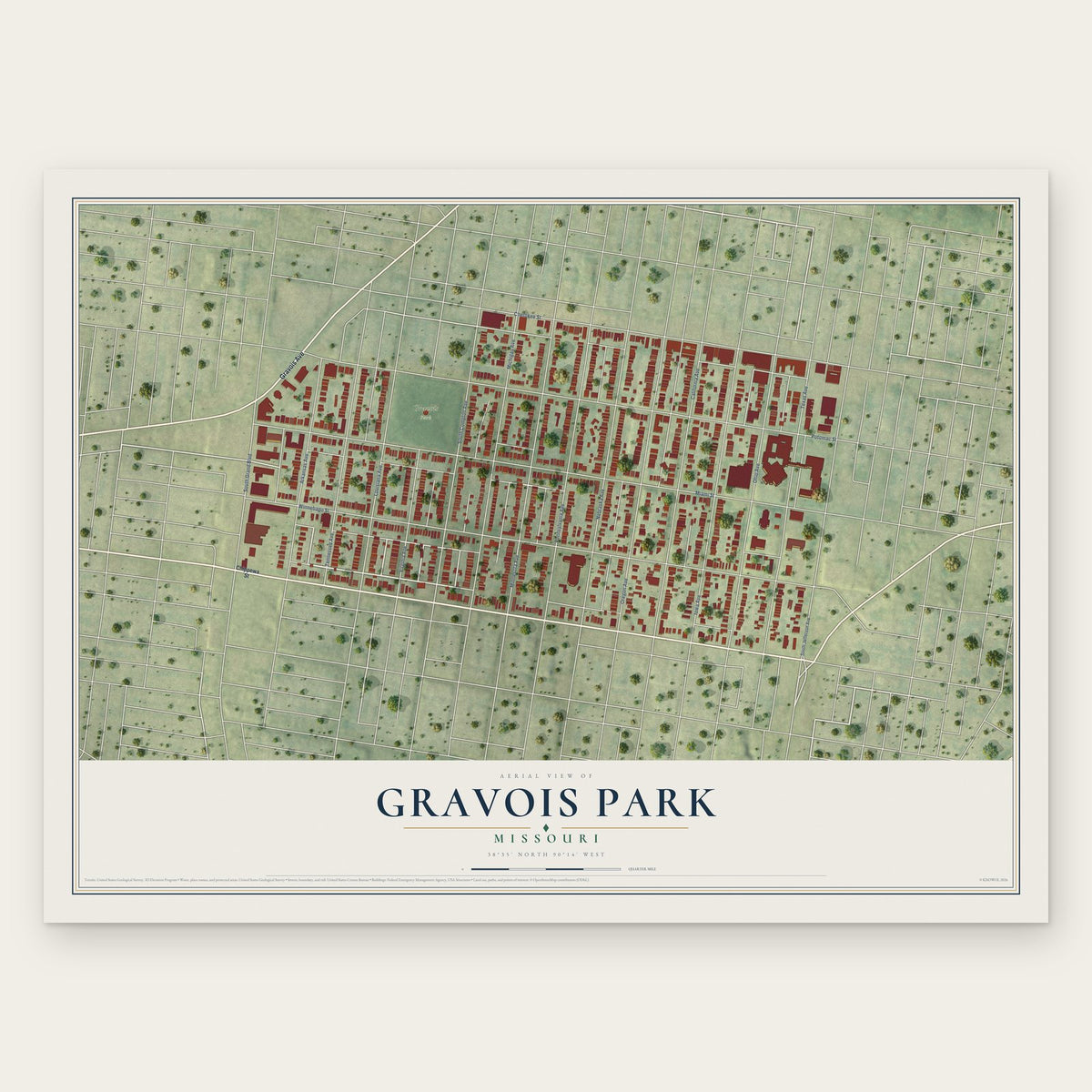 Gravois Park, Missouri map print, the full design