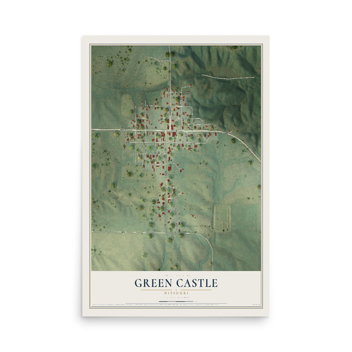 Map of Green Castle, Missouri, 12 x 18 inch unframed archival matte print