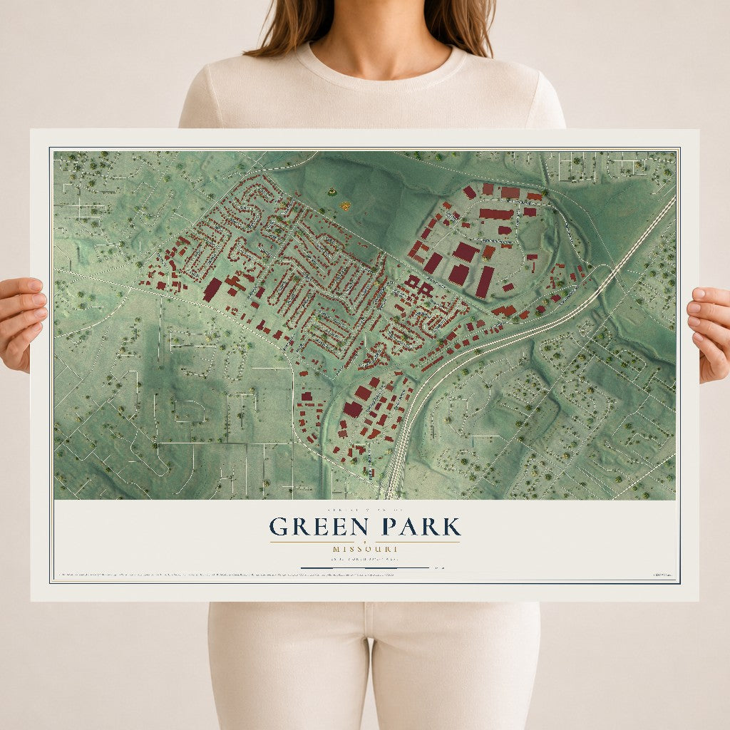 Map of Green Park, Missouri, 18 x 24 inch unframed archival matte print
