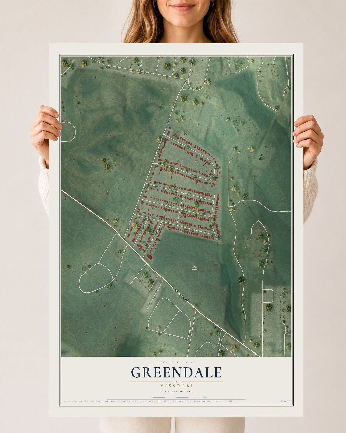 Map of Greendale, Missouri, 24 x 36 inch unframed archival matte print