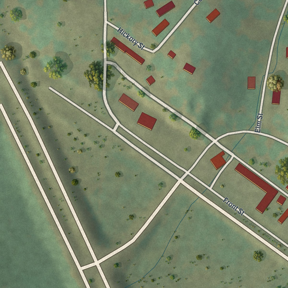 Second close-up of the map of Greenville, Missouri print showing more streets and buildings