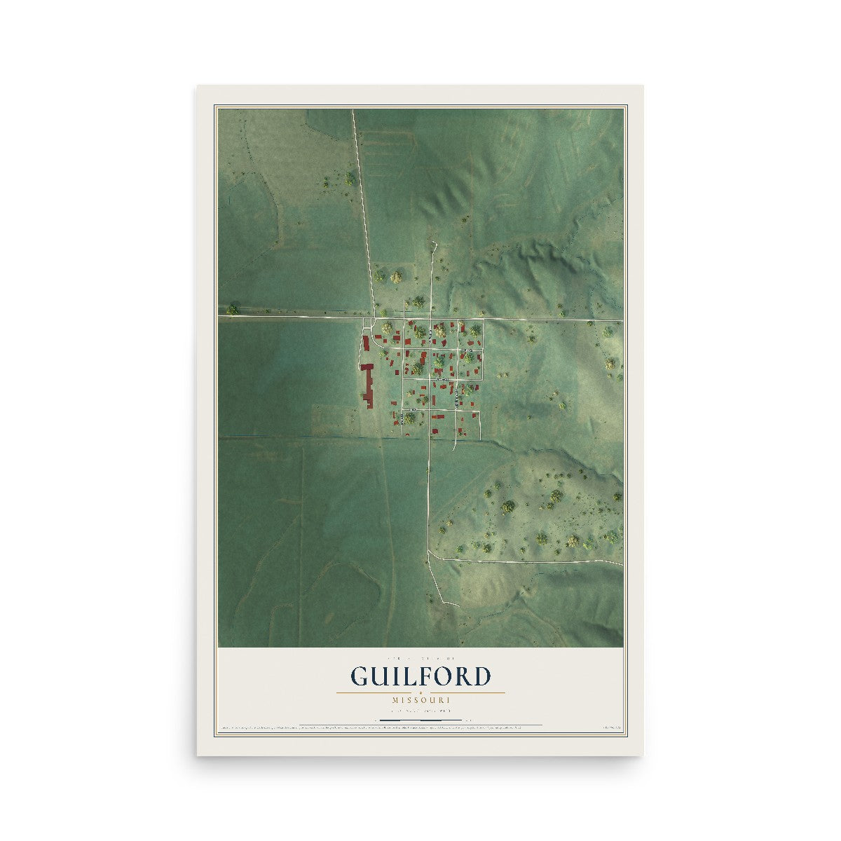 Map of Guilford, Missouri, 12 x 18 inch unframed archival matte print